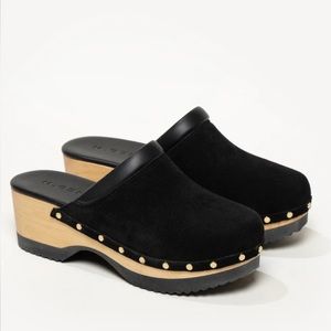 M.GEMI Greta Clogs, black suede, Sz 40. Worn once, look brand new.